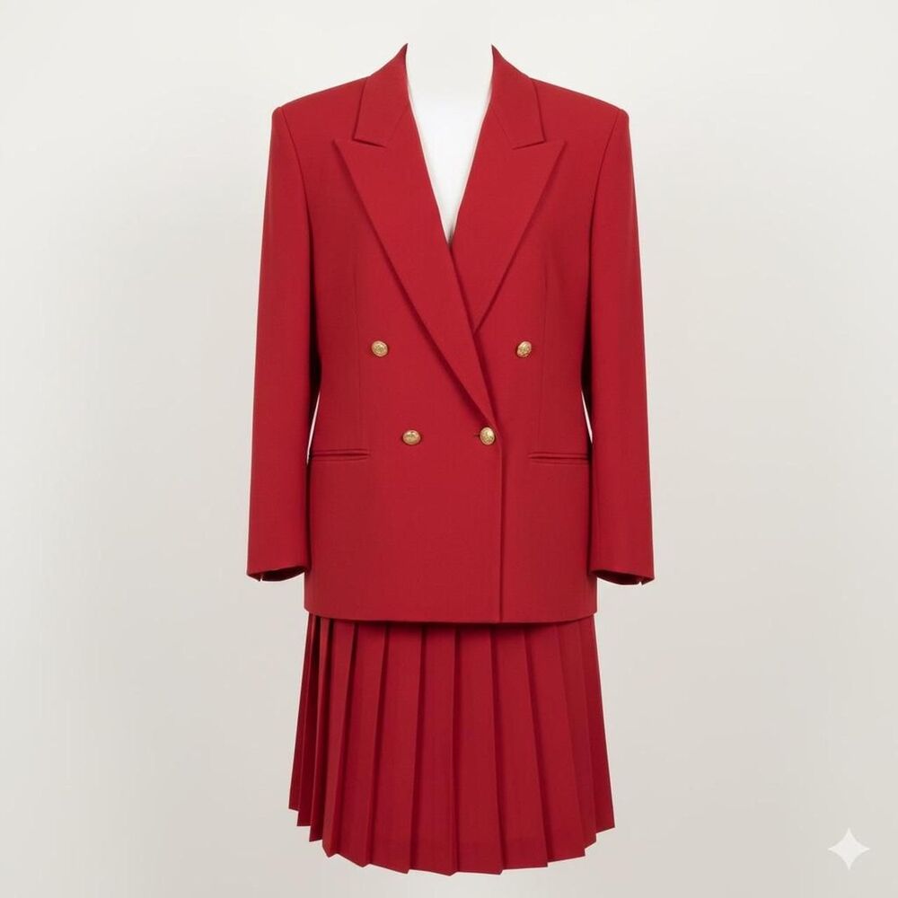 Vintage 80s Austin Reed red wool two-piece suit size 12